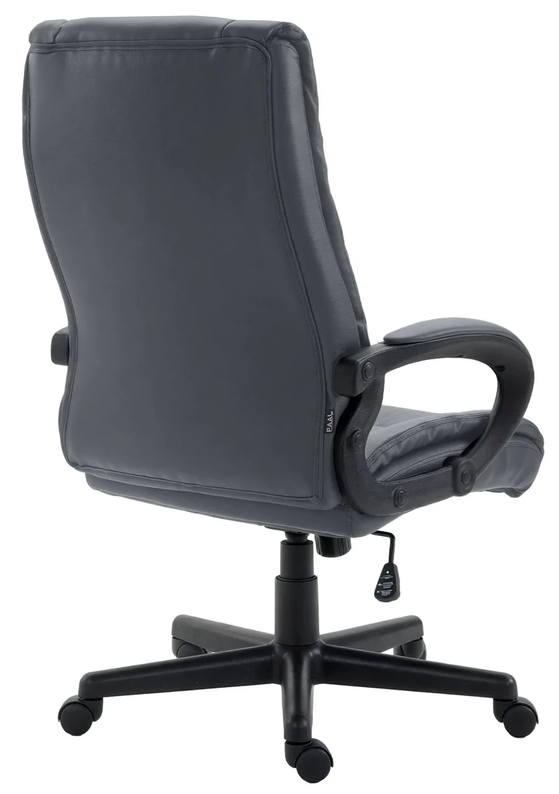 Chaise de direction rembourrée pivotant avec accoudoirs avec revêtement similicuir gris cadre plastique 10_0007096
