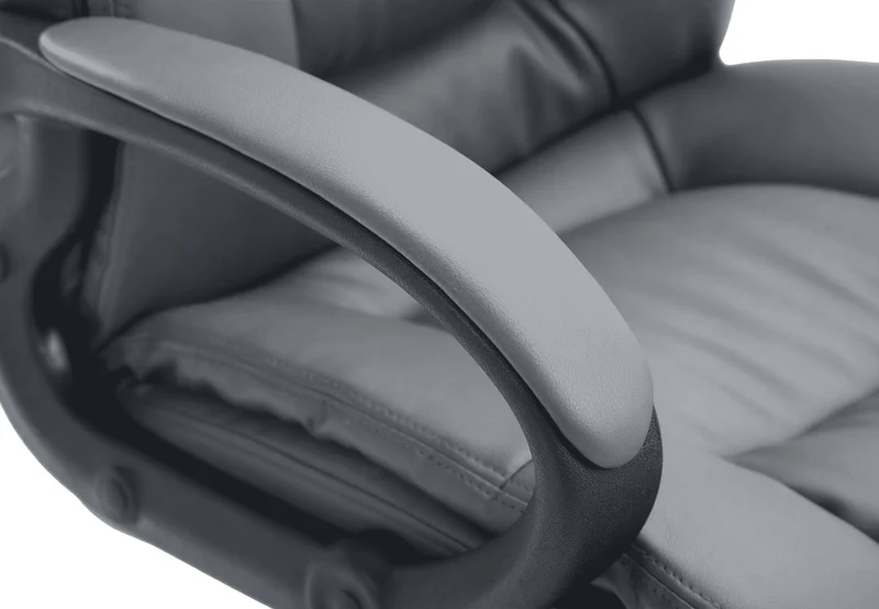 Chaise de direction rembourrée pivotant avec accoudoirs avec revêtement similicuir gris cadre plastique 10_0007096