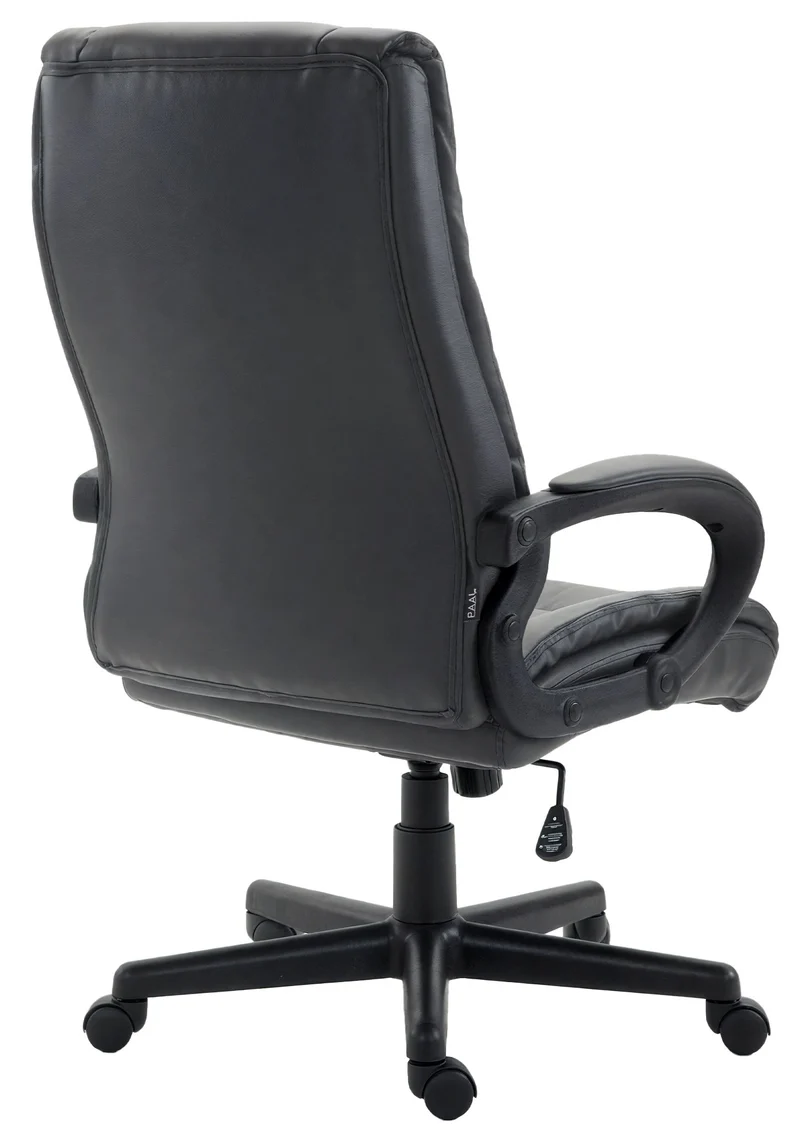 Chaise de direction rembourrée pivotant avec accoudoirs avec revêtement similicuir noir cadre plastique 10_0007011