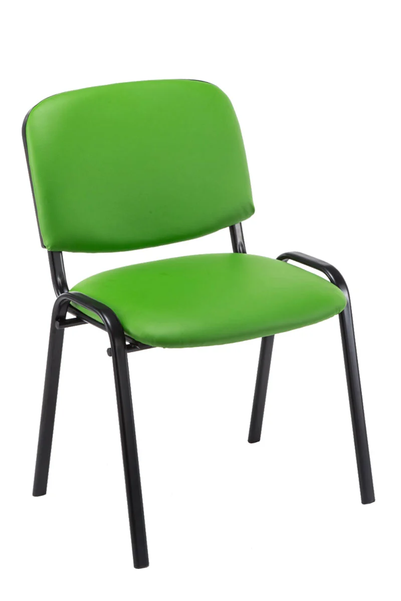 Lot de 4 chaises visiteur empilable zone d'attente en PVC vert piètement à 4 pieds en métal noir 10_0003186