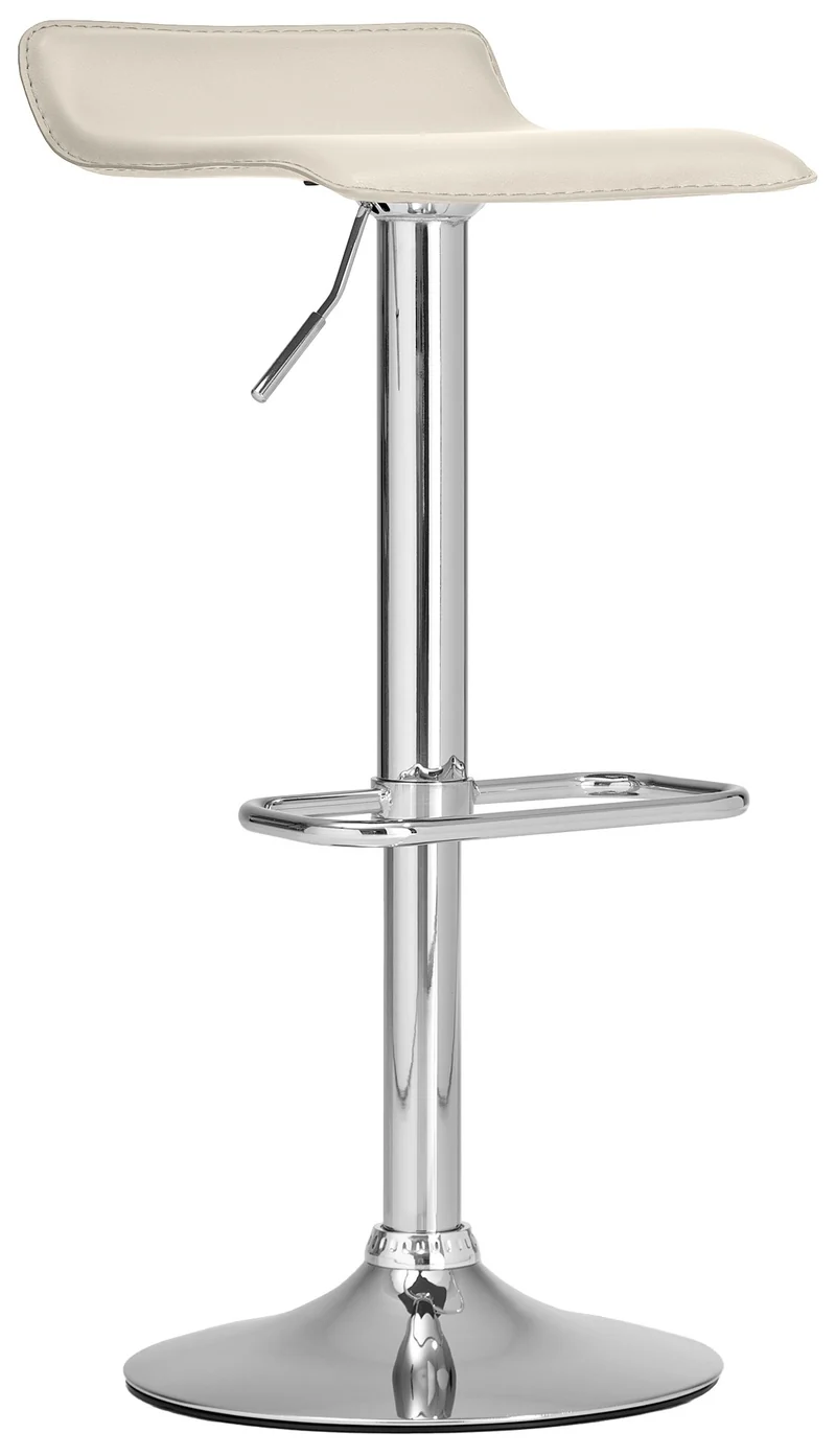 Tabouret de bar x1 avec repose-pieds siège pivotant à 360° design simple PVC crème et métal chromé 10_0004800