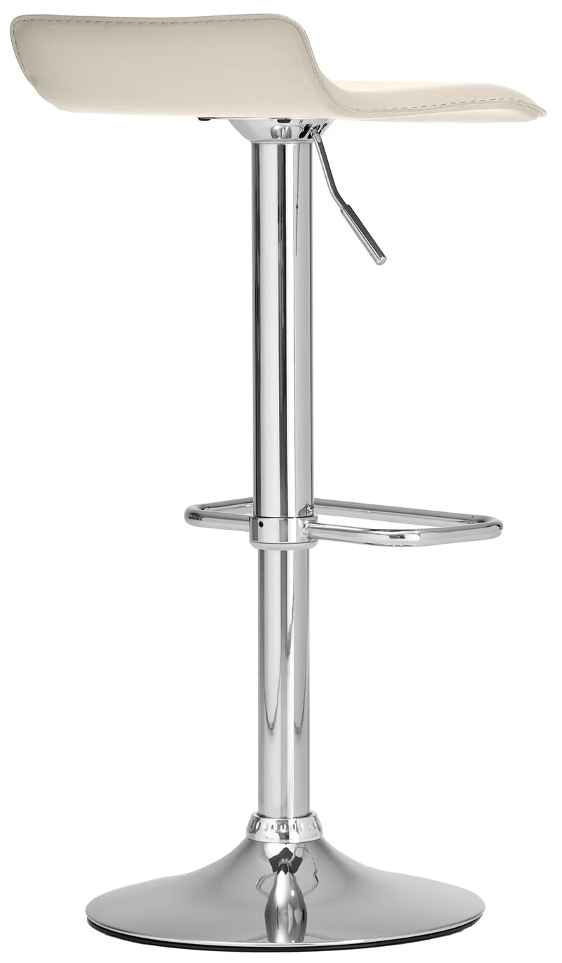 Tabouret de bar x1 avec repose-pieds siège pivotant à 360° design simple PVC crème et métal chromé 10_0004800