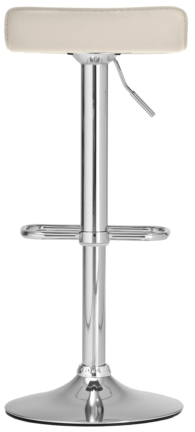 Tabouret de bar x1 avec repose-pieds siège pivotant à 360° design simple PVC crème et métal chromé 10_0004800