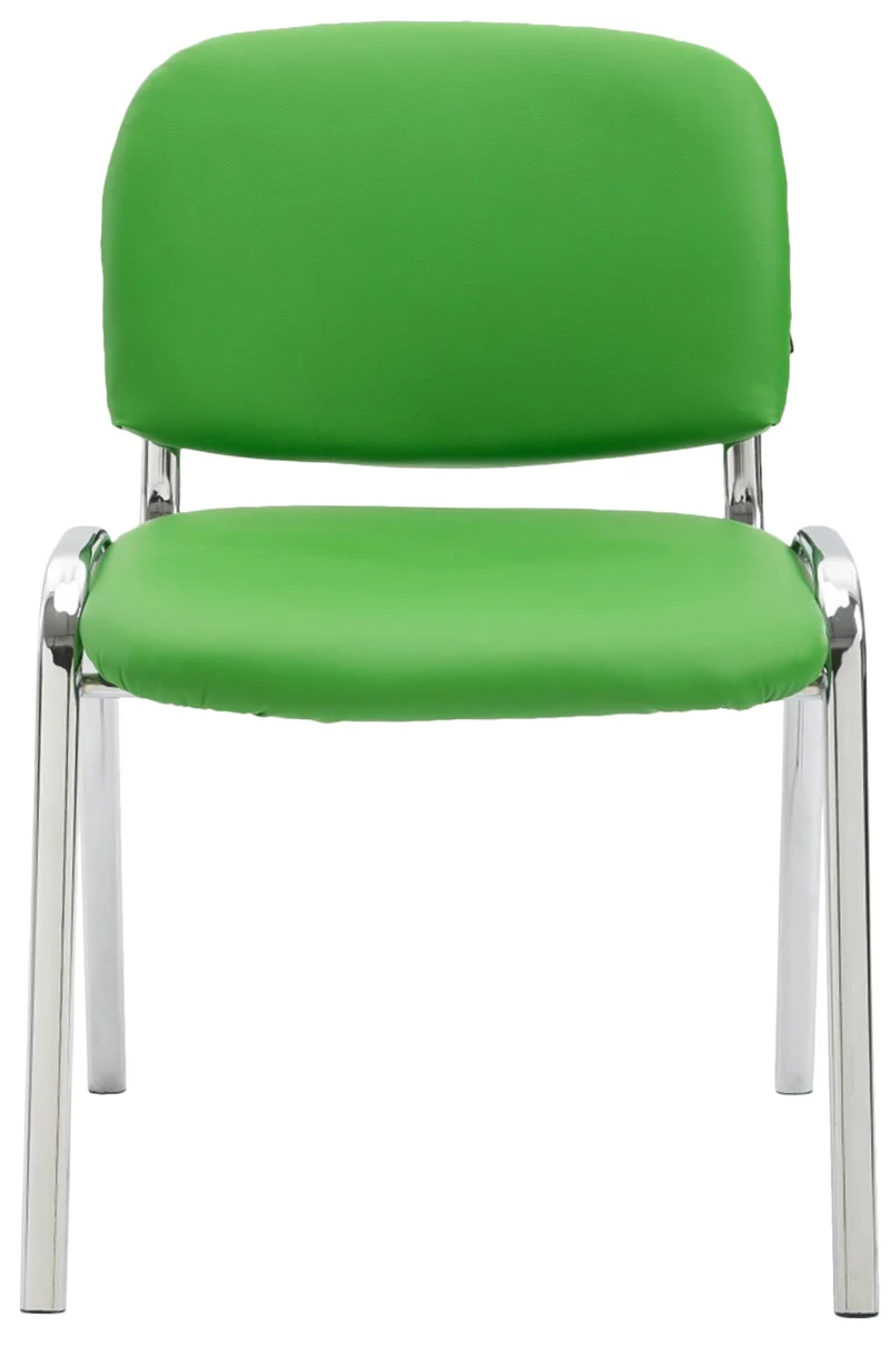 Chaise visiteur empilable zone d'attente en PVC vert piètement à 4 pieds en métal chromé 10_0003362