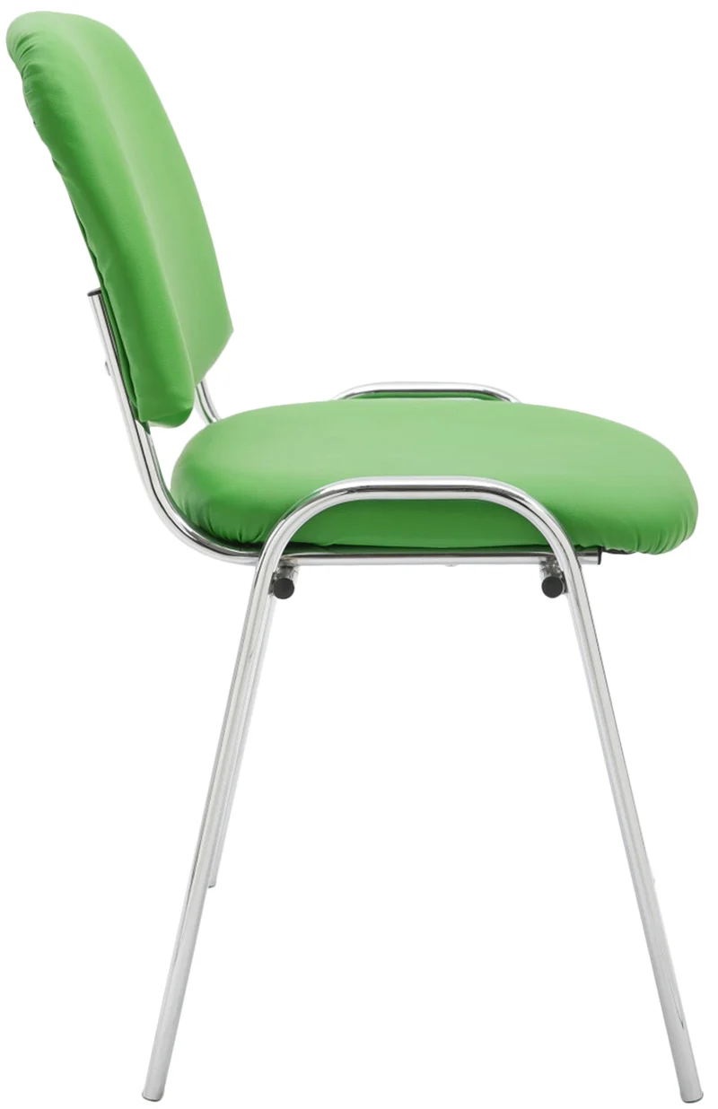 Chaise visiteur empilable zone d'attente en PVC vert piètement à 4 pieds en métal chromé 10_0003362