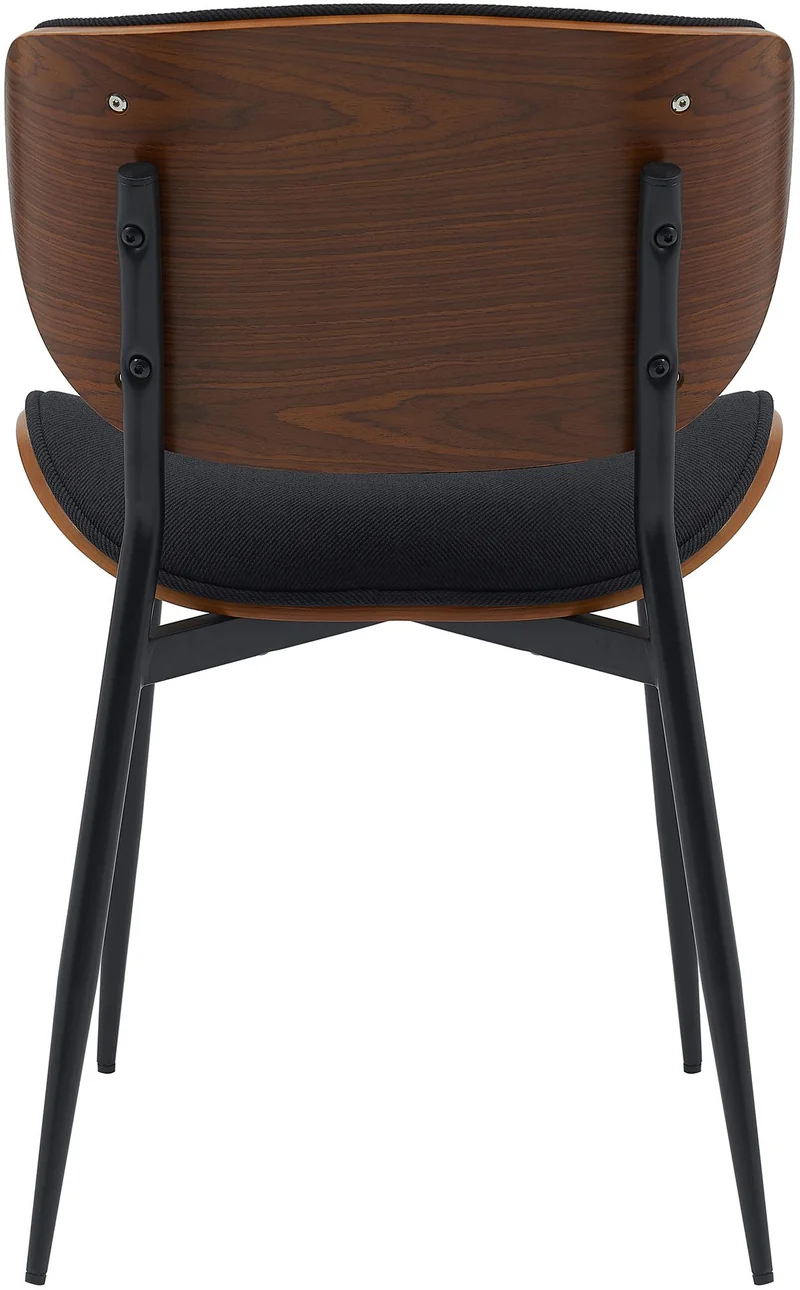 Chaise de salle à manger x1 design en tissu noir avec coque bois noyer structure métal robuste 10_0008643