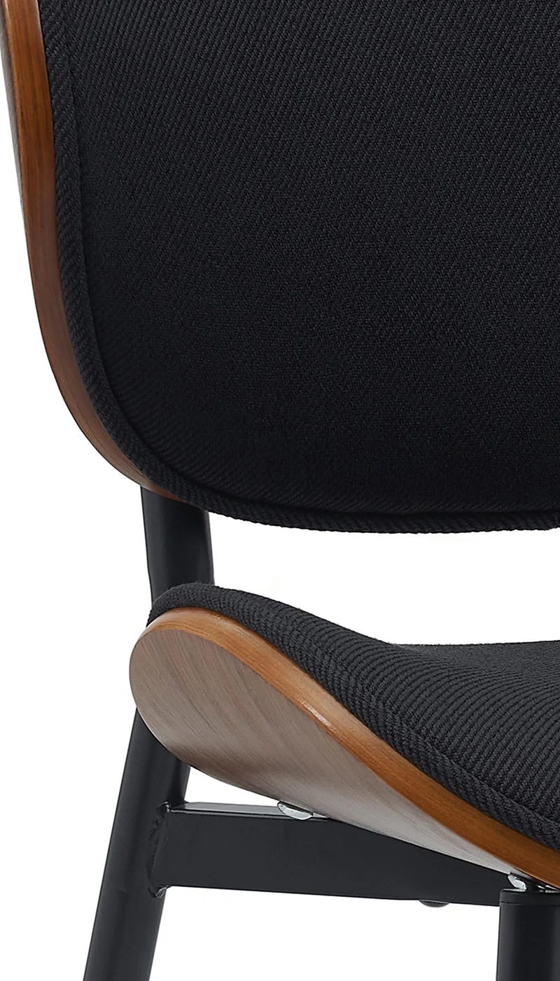 Chaise de salle à manger x1 design en tissu noir avec coque bois noyer structure métal robuste 10_0008643