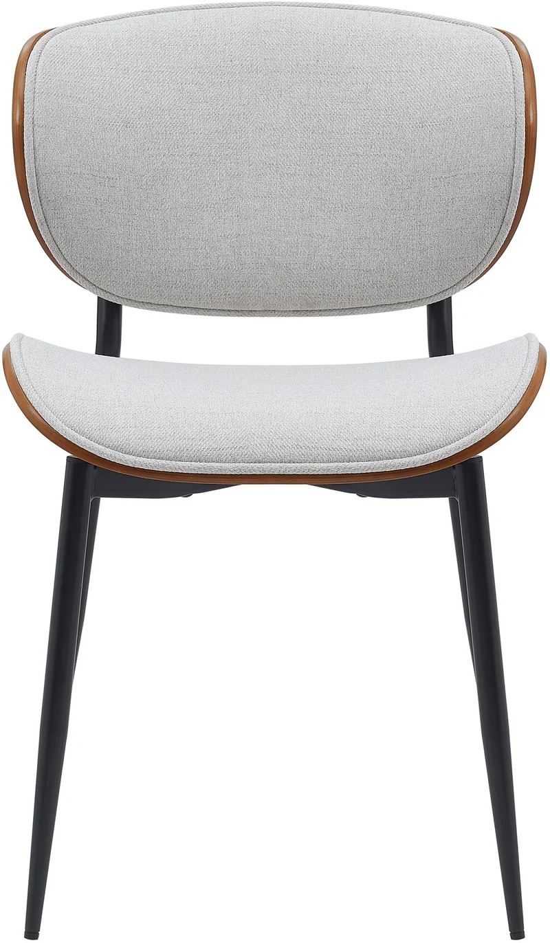 Lot de 2 chaises de salle à manger design en similicuir crème avec coque bois noyer structure métal robuste 10_0008596
