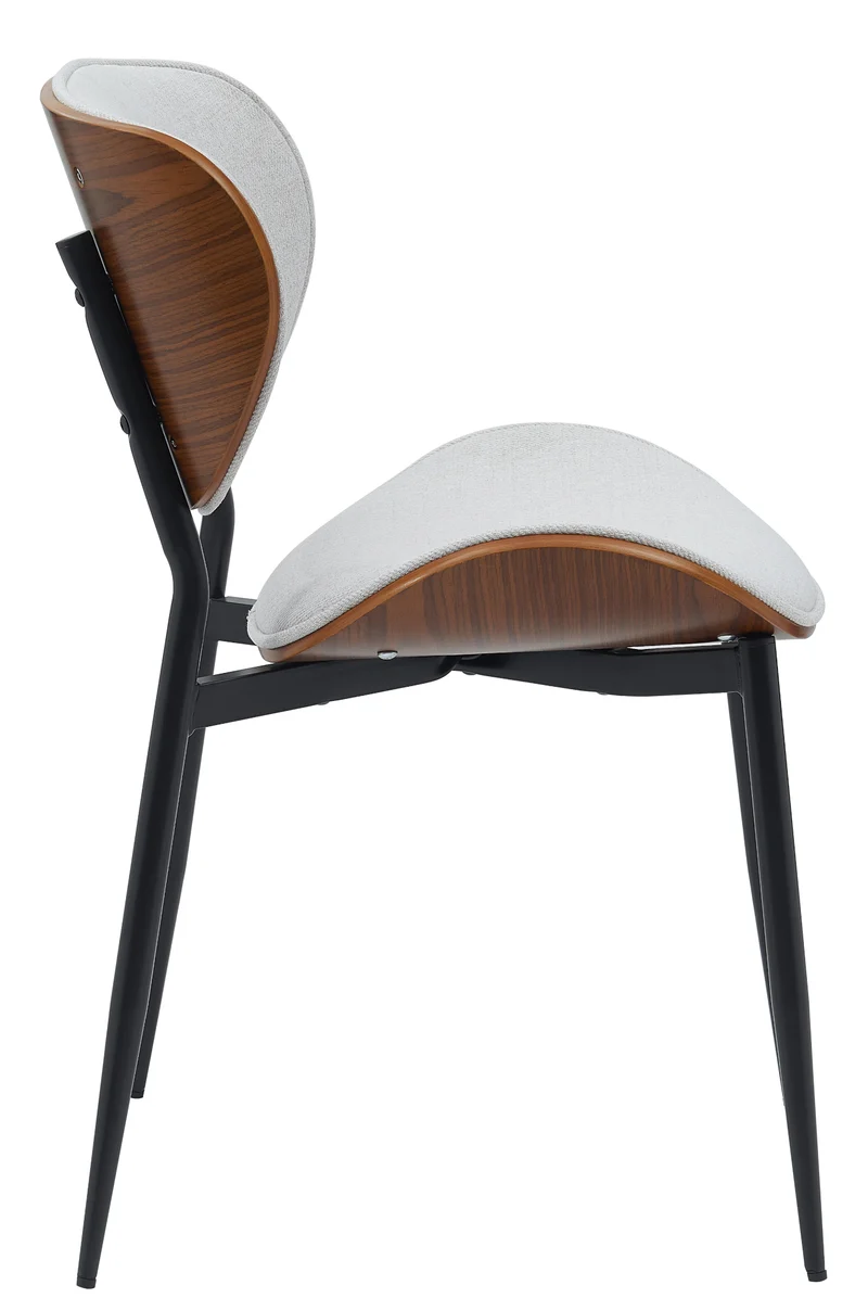 Lot de 2 chaises de salle à manger design en similicuir crème avec coque bois noyer structure métal robuste 10_0008596