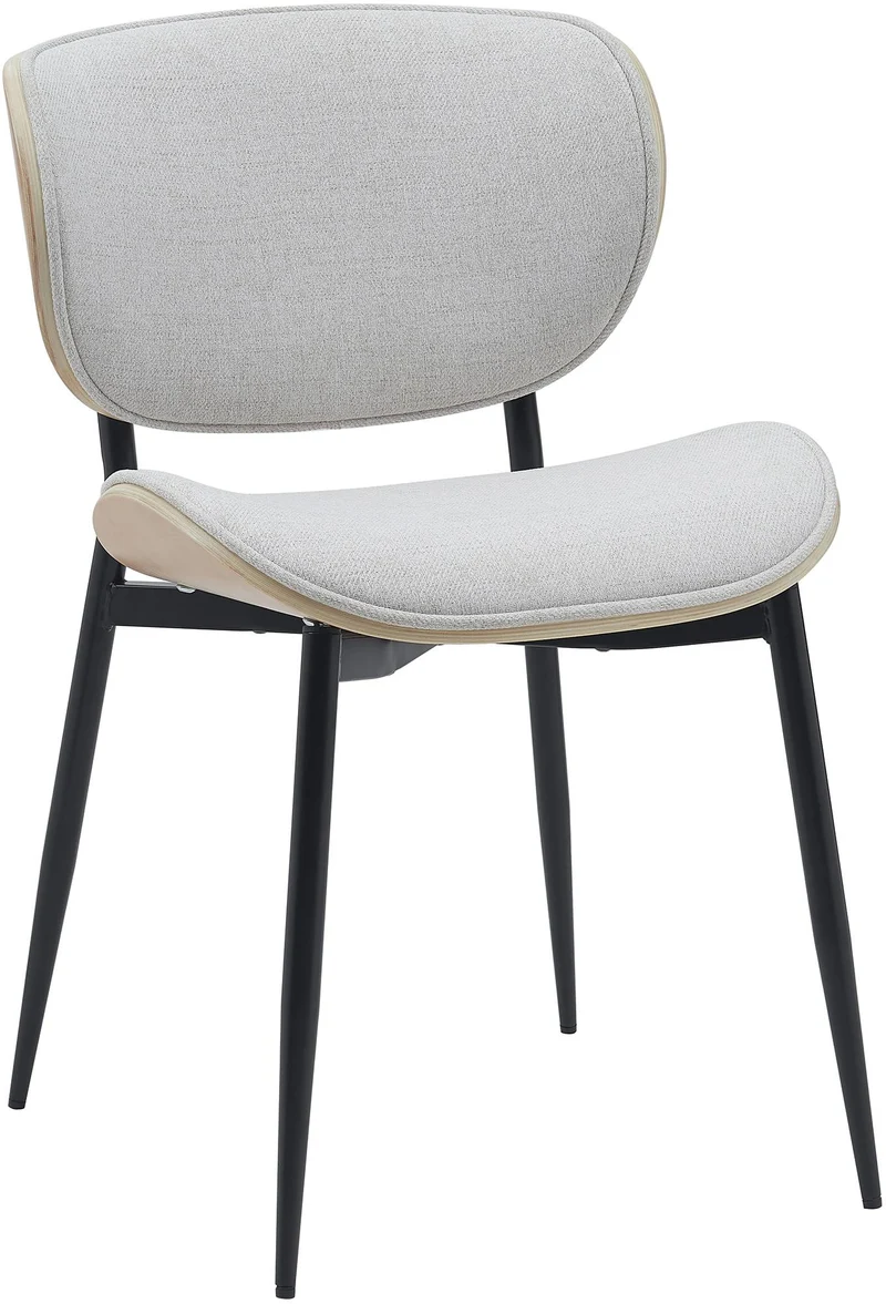Chaise de salle à manger x1 design en tissu crème avec coque bois clair structure métal robuste 10_0008441