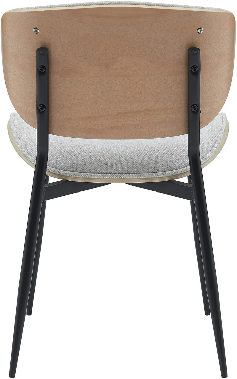 Chaise de salle à manger x1 design en tissu crème avec coque bois clair structure métal robuste 10_0008441