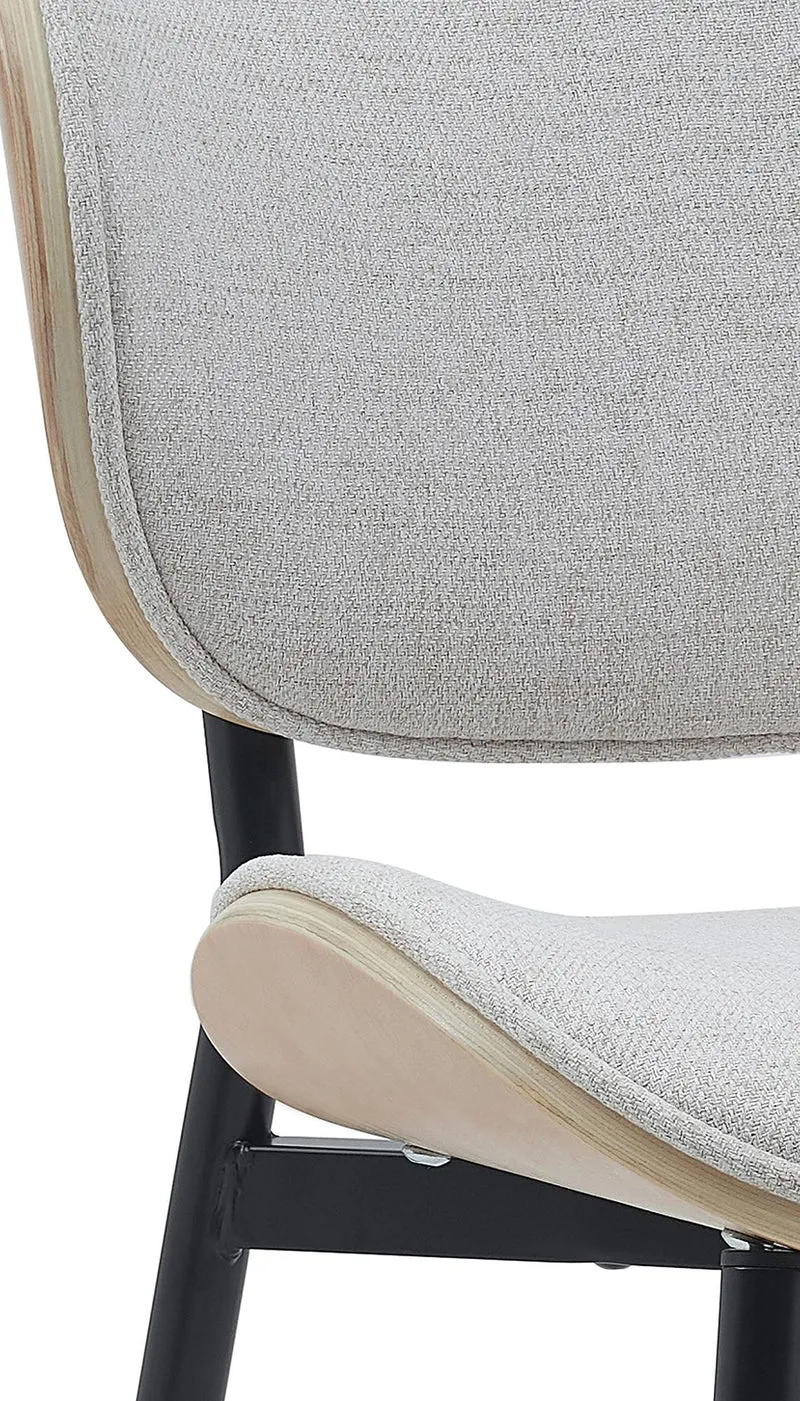 Chaise de salle à manger x1 design en tissu crème avec coque bois clair structure métal robuste 10_0008441