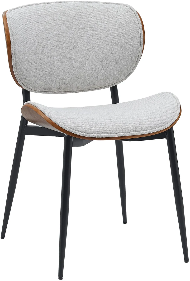 Chaise de salle à manger x1 design en tissu crème avec coque bois noyer structure métal robuste 10_0008420