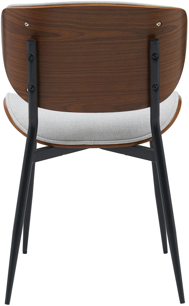 Chaise de salle à manger x1 design en tissu crème avec coque bois noyer structure métal robuste 10_0008420