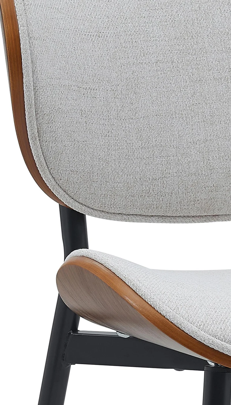 Chaise de salle à manger x1 design en tissu crème avec coque bois noyer structure métal robuste 10_0008420
