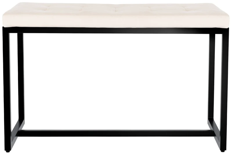 Banc rembourré 100 cm design avec assise matelassée en velours crème et structure métal noir 10_0008554