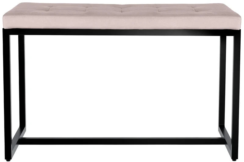 Banc rembourré 100 cm design avec assise matelassée en velours gris clair et structure métal noir 10_0008548