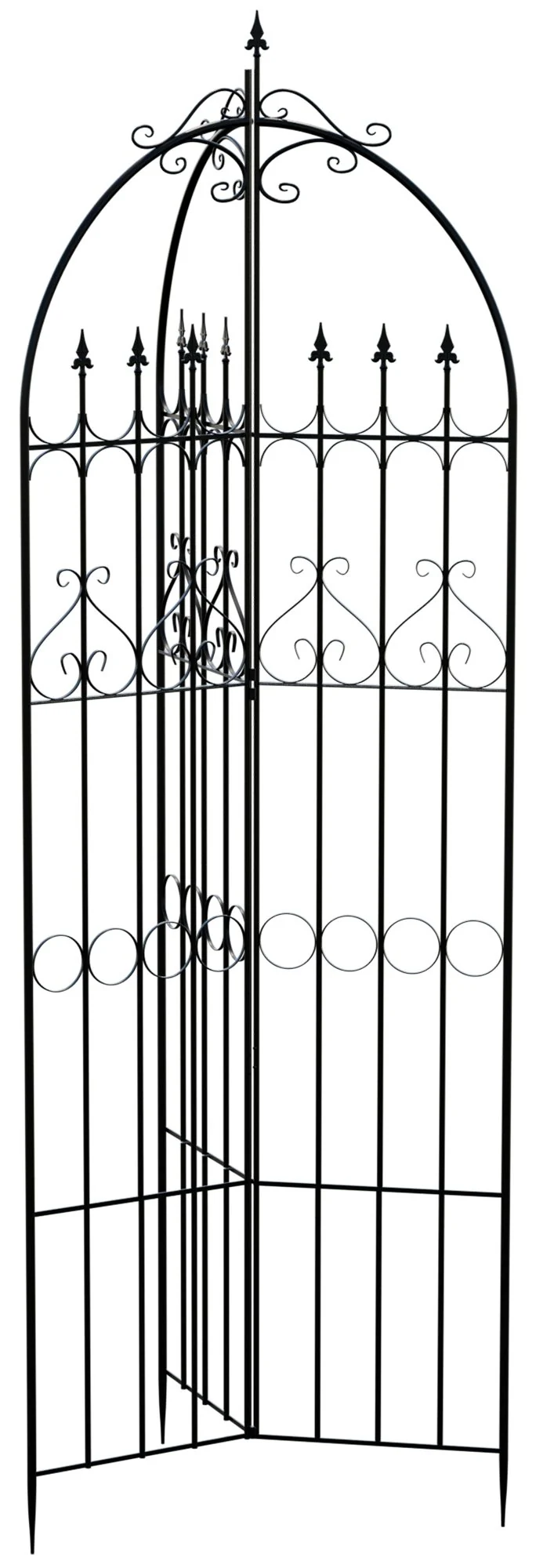 Treillis de jardin décoratif en métal noir support élégant pour plantes grimpantes style ancien 10_0008919
