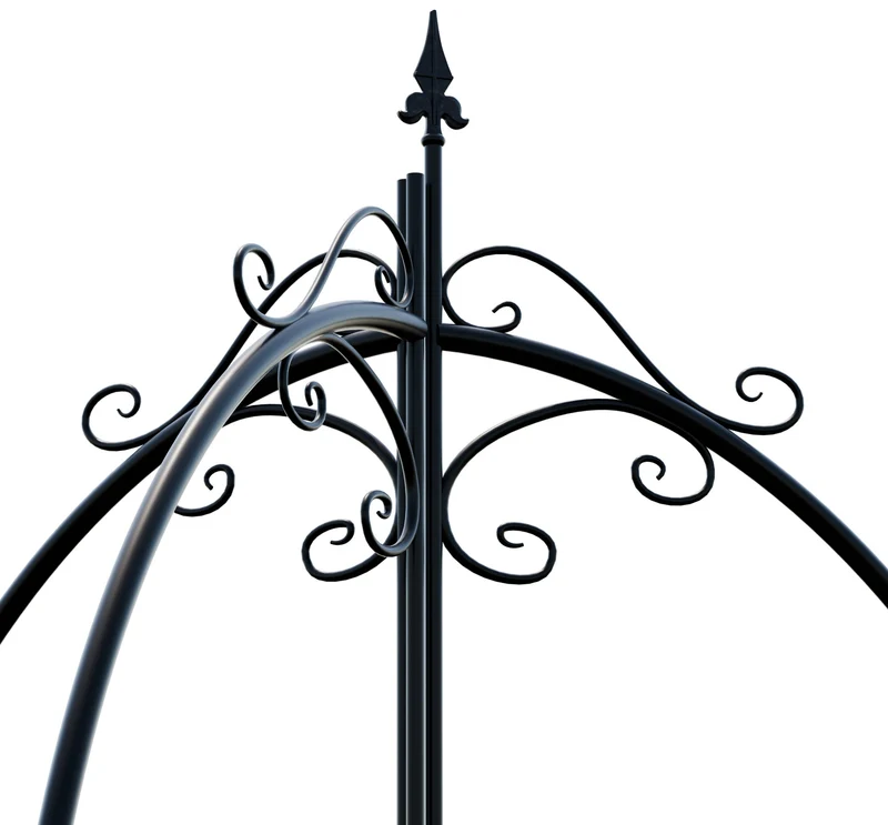 Treillis de jardin décoratif en métal noir support élégant pour plantes grimpantes style ancien 10_0008919
