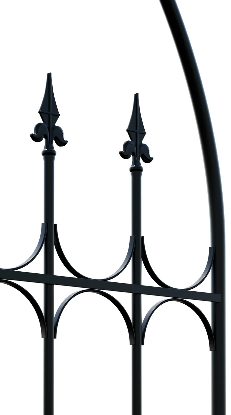 Treillis de jardin décoratif en métal noir support élégant pour plantes grimpantes style ancien 10_0008919