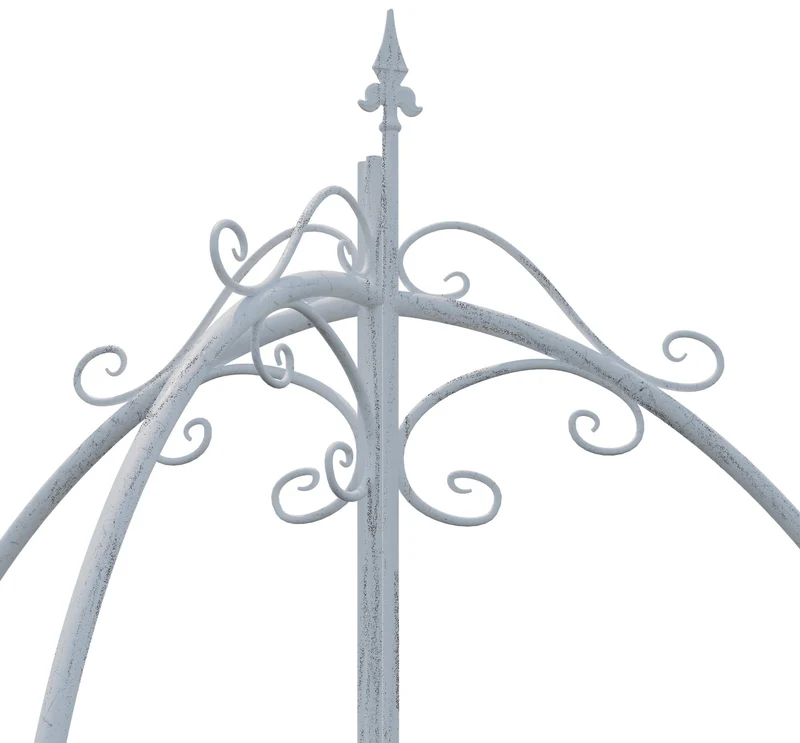 Treillis de jardin décoratif en métal blanc vieilli support élégant pour plantes grimpantes style ancien 10_0008917