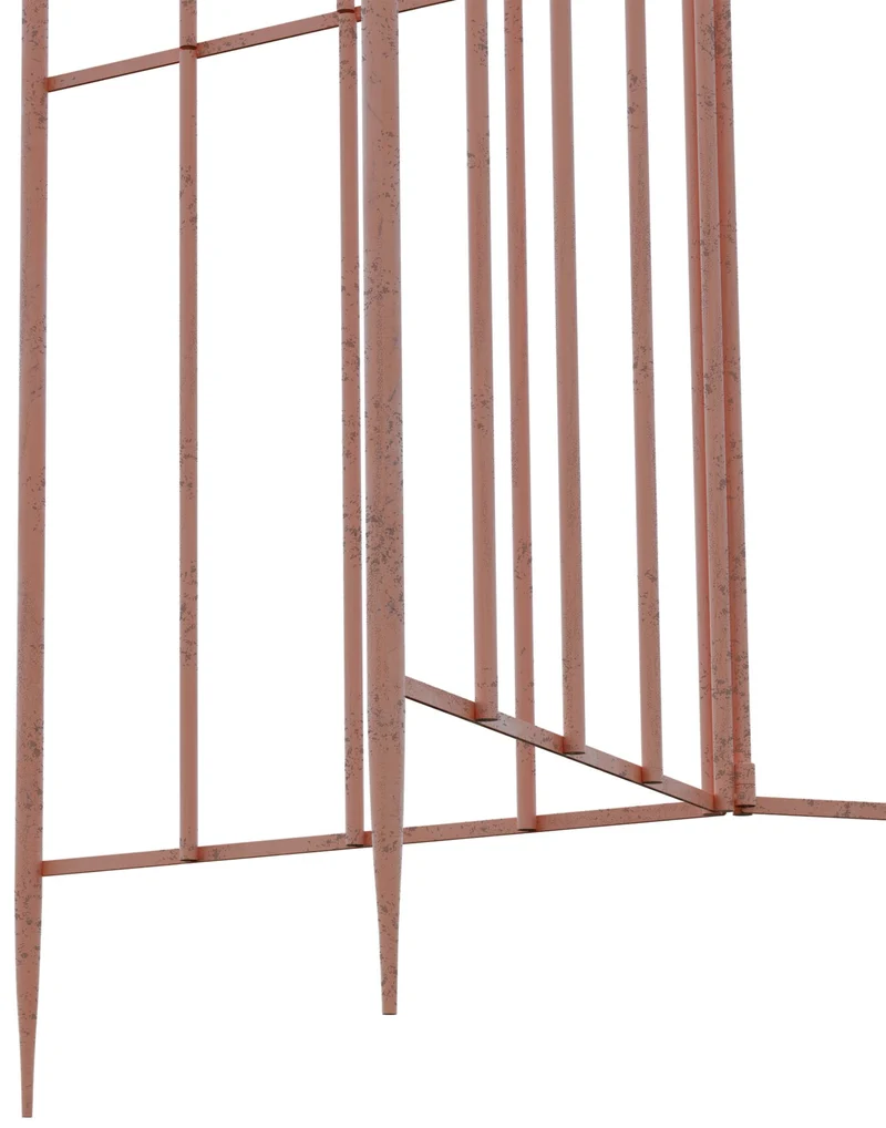 Treillis de jardin décoratif en métal marron vieilli support élégant pour plantes grimpantes style ancien 10_0008914