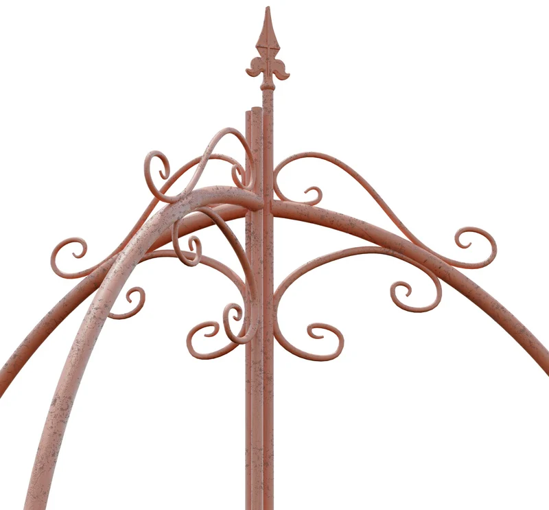 Treillis de jardin décoratif en métal marron vieilli support élégant pour plantes grimpantes style ancien 10_0008914