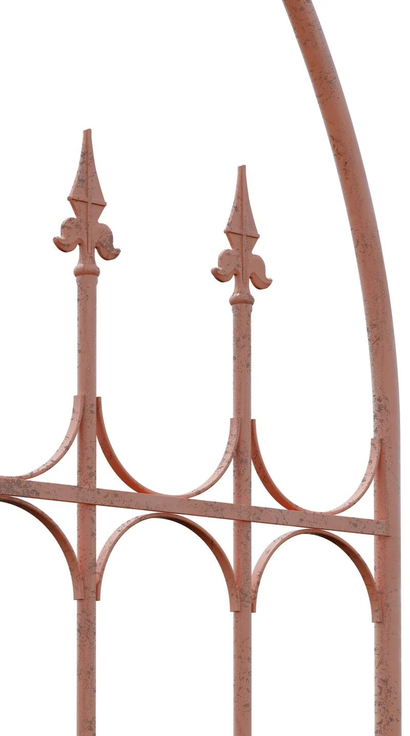 Treillis de jardin décoratif en métal marron vieilli support élégant pour plantes grimpantes style ancien 10_0008914