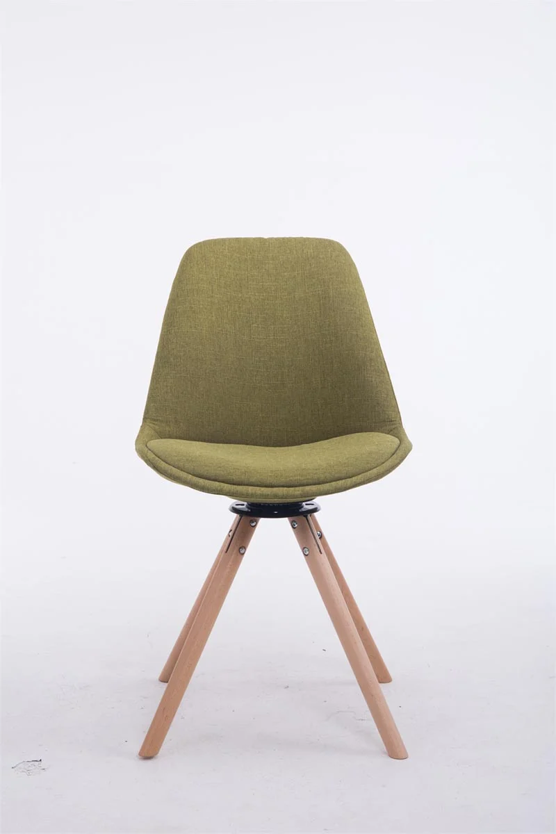 Chaise de salle à manger x1 chaise visiteur assise pivotant à 360° en tissu vert piètement en bois rond clair 10_0008747