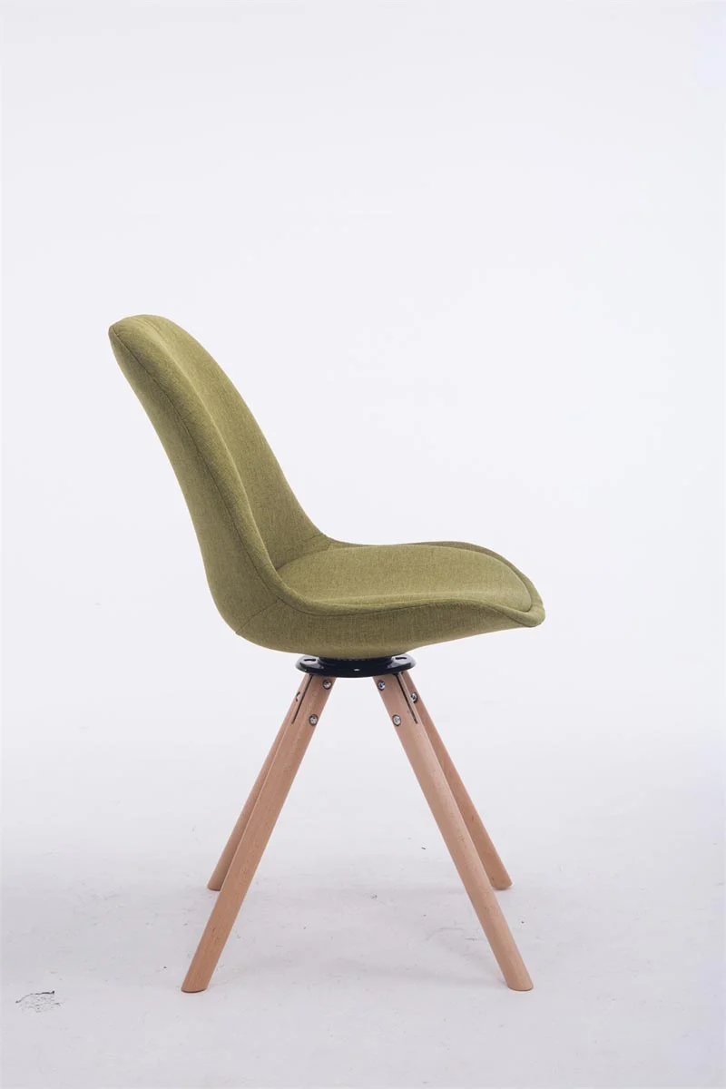 Chaise de salle à manger x1 chaise visiteur assise pivotant à 360° en tissu vert piètement en bois rond clair 10_0008747