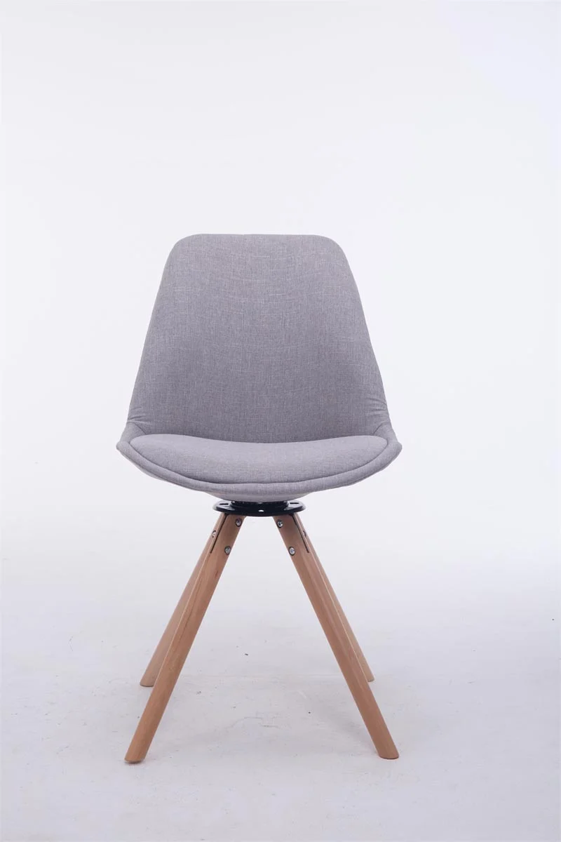 Chaise de salle à manger x1 chaise visiteur assise pivotant à 360° en tissu gris piètement en bois rond clair 10_0008317