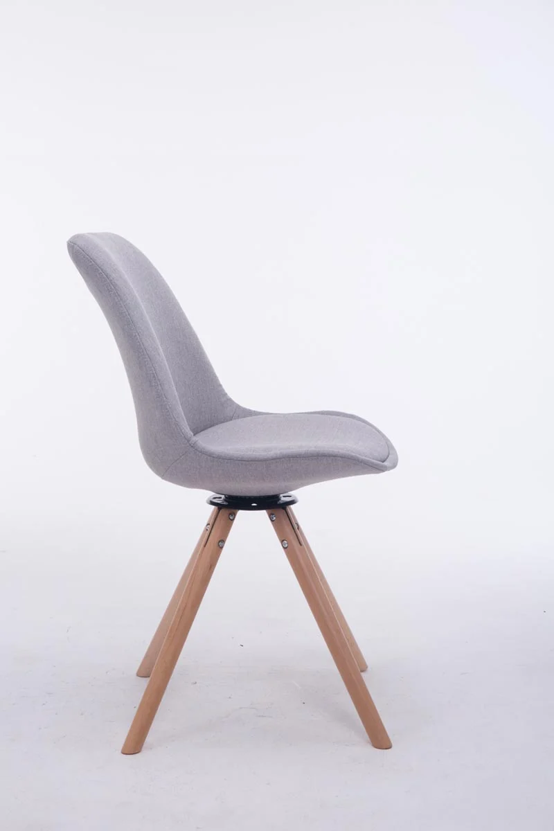 Chaise de salle à manger x1 chaise visiteur assise pivotant à 360° en tissu gris piètement en bois rond clair 10_0008317