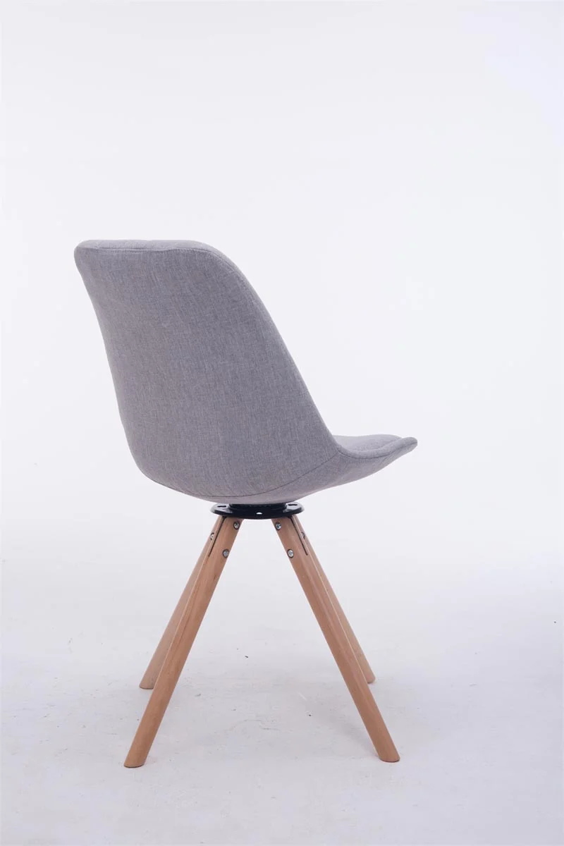 Chaise de salle à manger x1 chaise visiteur assise pivotant à 360° en tissu gris piètement en bois rond clair 10_0008317