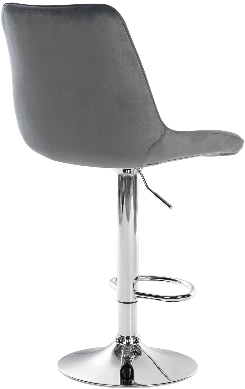 Lot de 2 tabourets de bar réglable en hauteur pivotant à 360° assise en velours gris couture verticale pied métal chromé 10_0006732