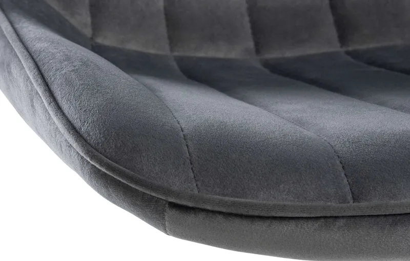 Lot de 2 tabourets de bar réglable en hauteur pivotant à 360° assise en velours gris couture verticale pied métal chromé 10_0006732