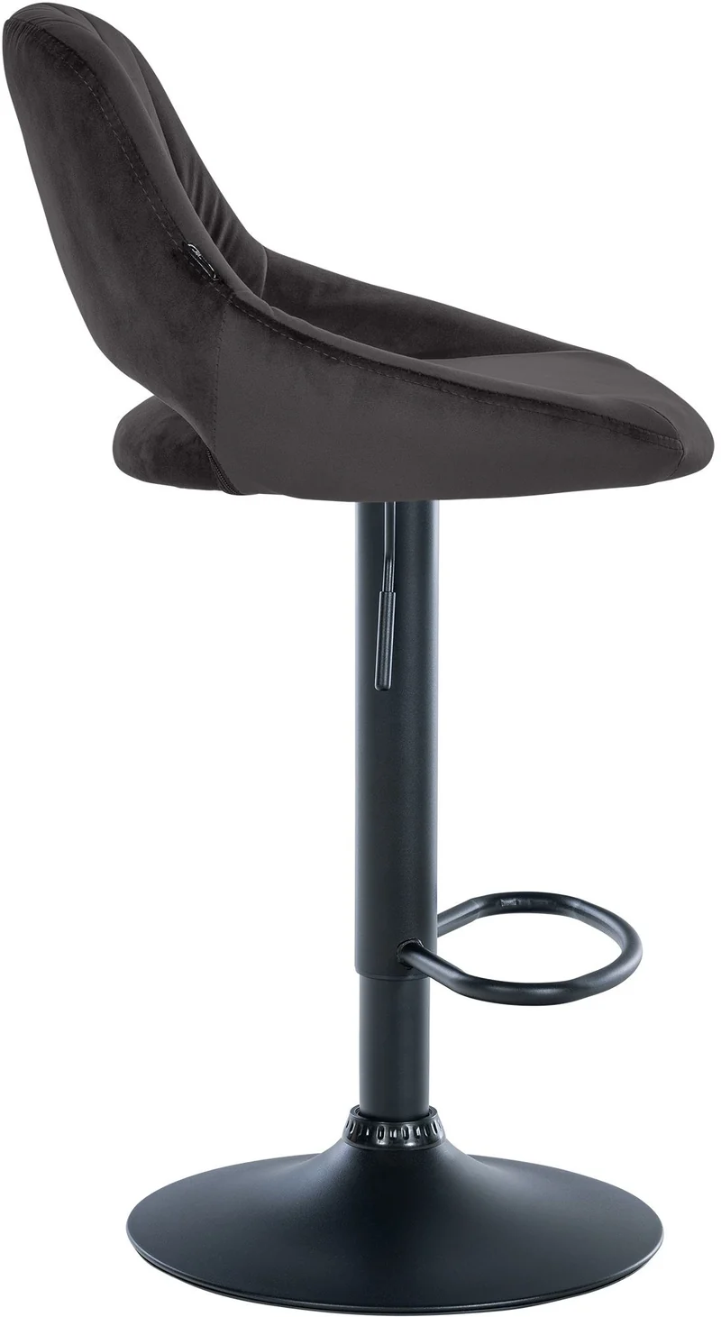 Lot de 2 tabourets de bar réglables en velours noir dossier ajouré et pied métal noir 10_0006143