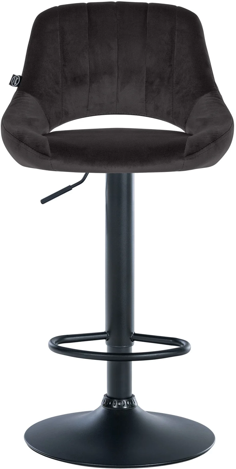 Lot de 2 tabourets de bar réglables en velours noir dossier ajouré et pied métal noir 10_0006143