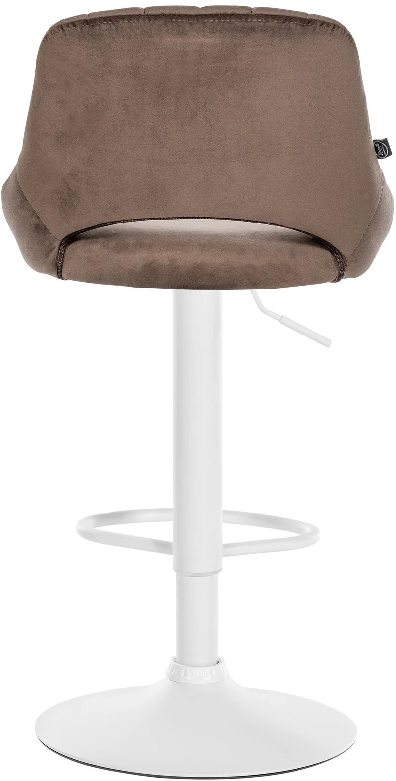 Lot de 2 tabourets de bar réglables en velours marron dossier ajouré et pied métal blanc 10_0005586