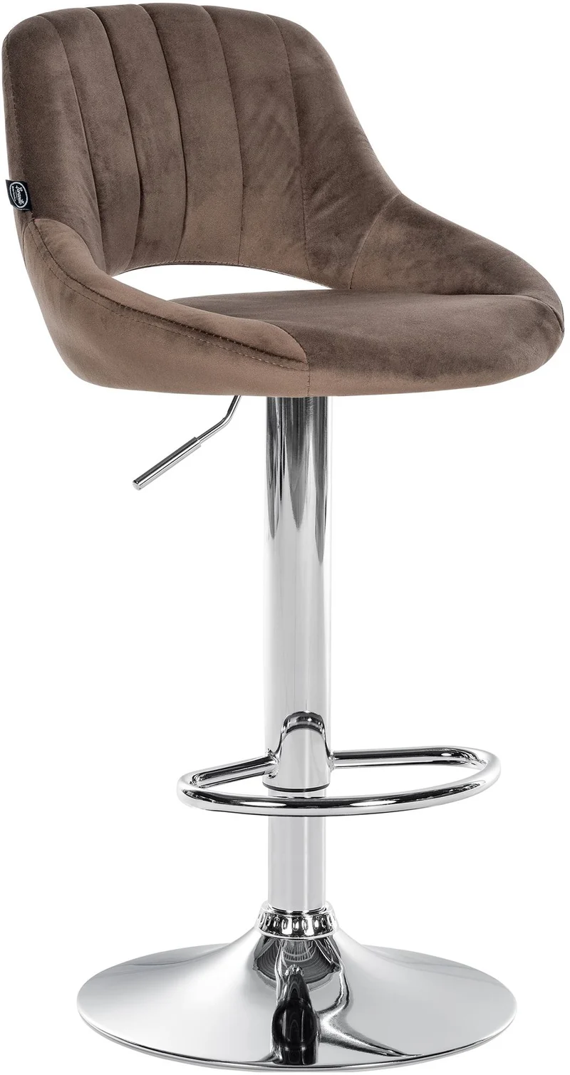 Tabouret de bar x1 avec repose-pieds pivotant et réglable en velours noir et métal TDB10816