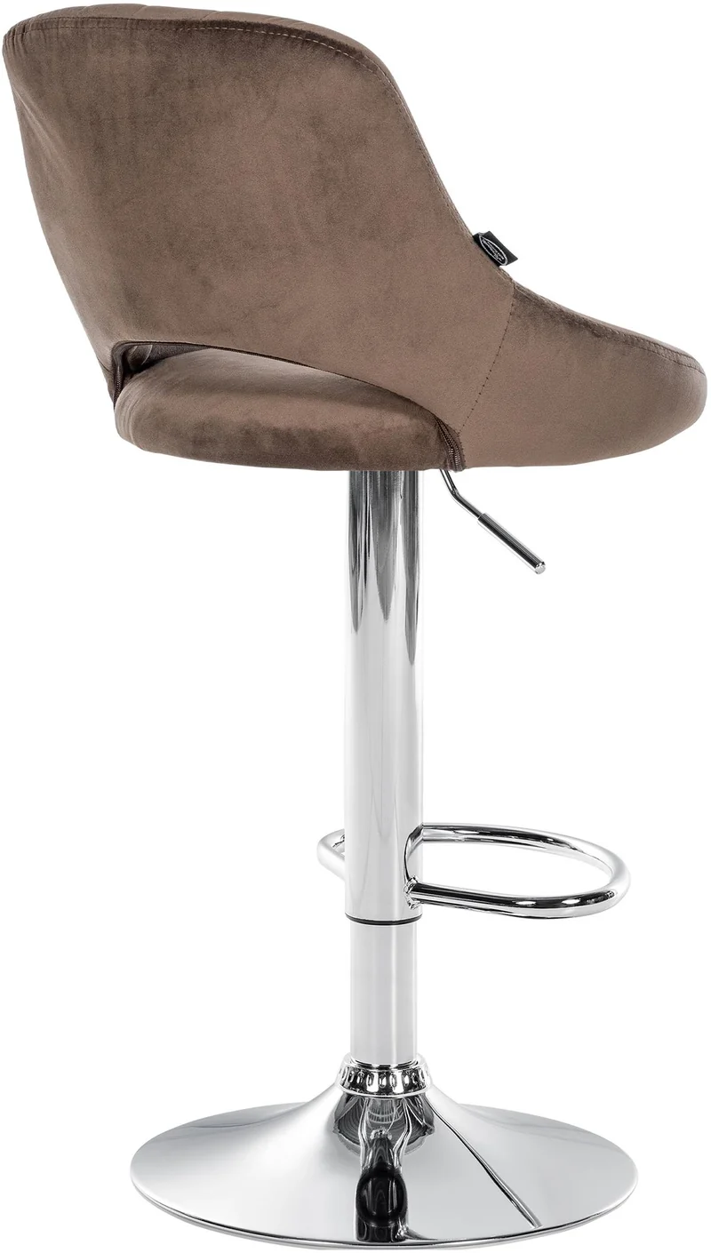 Tabouret de bar x1 avec repose-pieds pivotant et réglable en velours noir et métal TDB10816