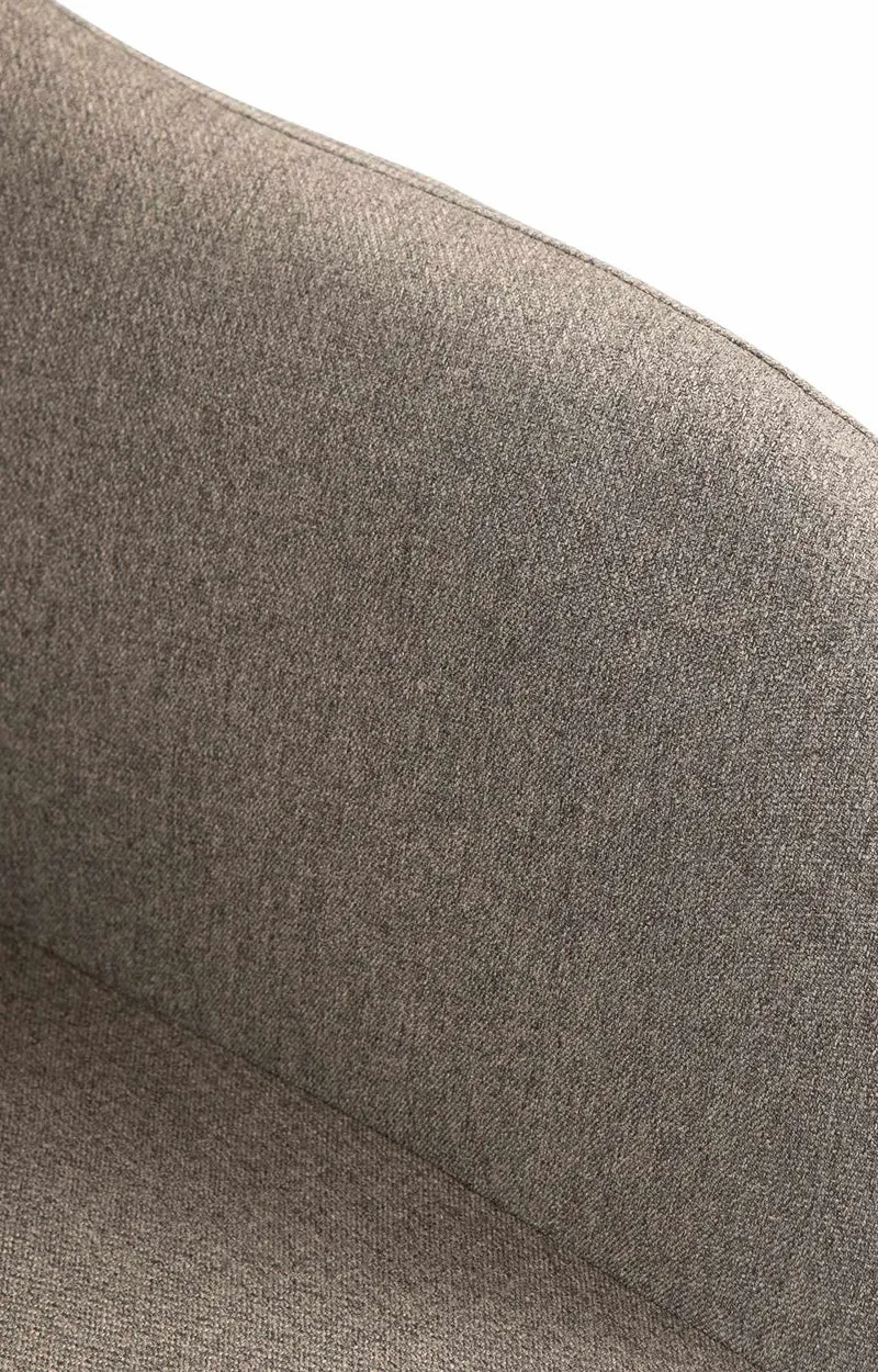 Tabouret de bar chaise haute x1 fonction rotation 360° en tissu taupe avec coutures décoratives piètement métal chromé 10_0005273
