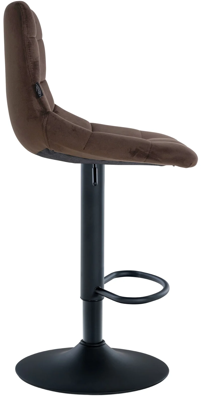 Lot de 2 tabourets de bar en velours marron base métal noir réglable en hauteur et repose-pieds TDB10624
