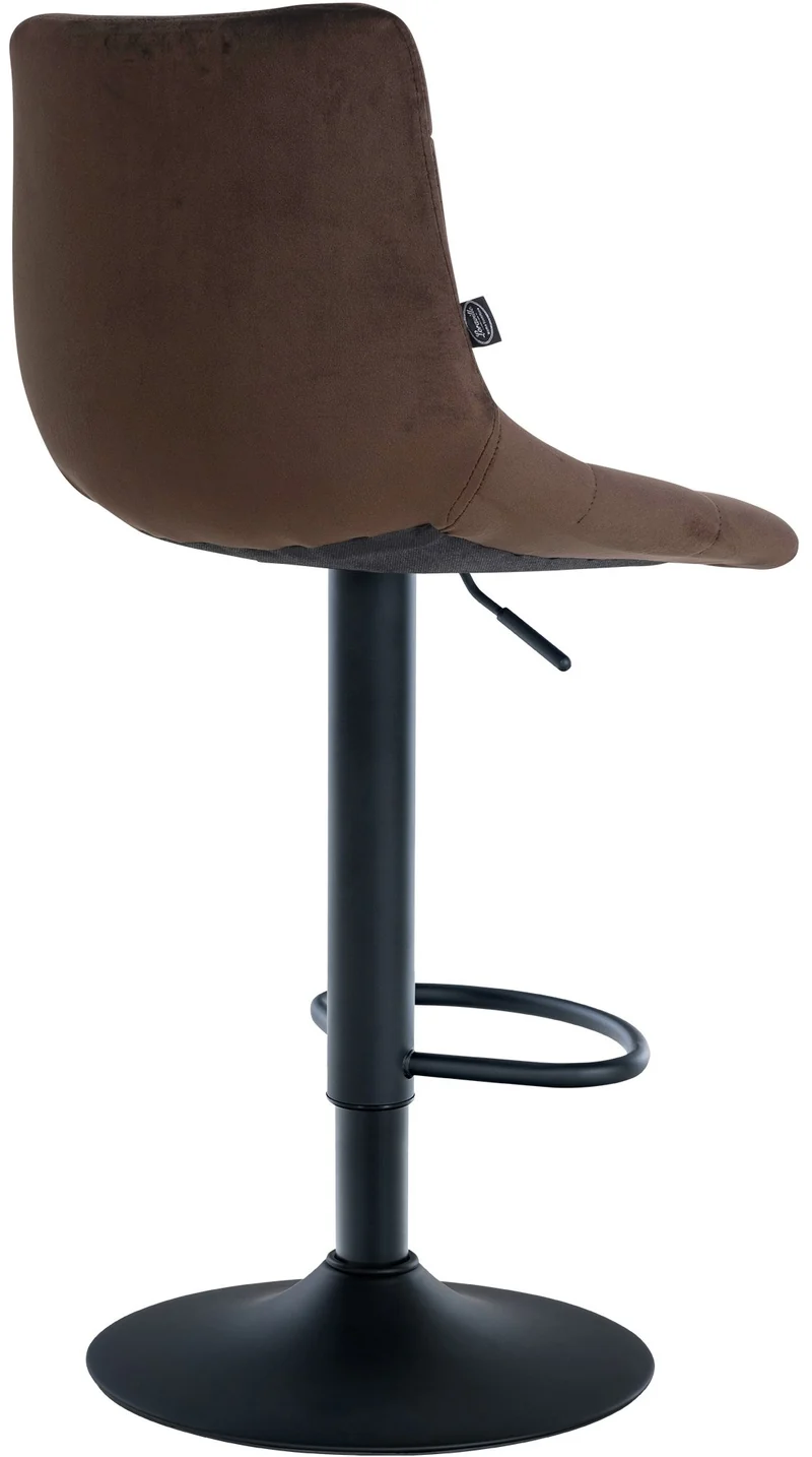 Lot de 2 tabourets de bar en velours marron base métal noir réglable en hauteur et repose-pieds TDB10624