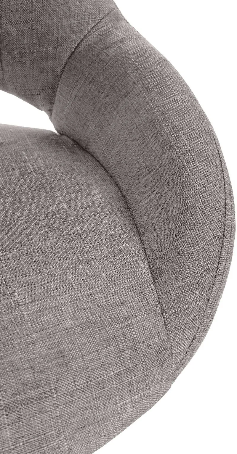 Lot de 2 tabourets de bar avec repose-pieds pivotant et réglable en tissu gris et métal TDB10809