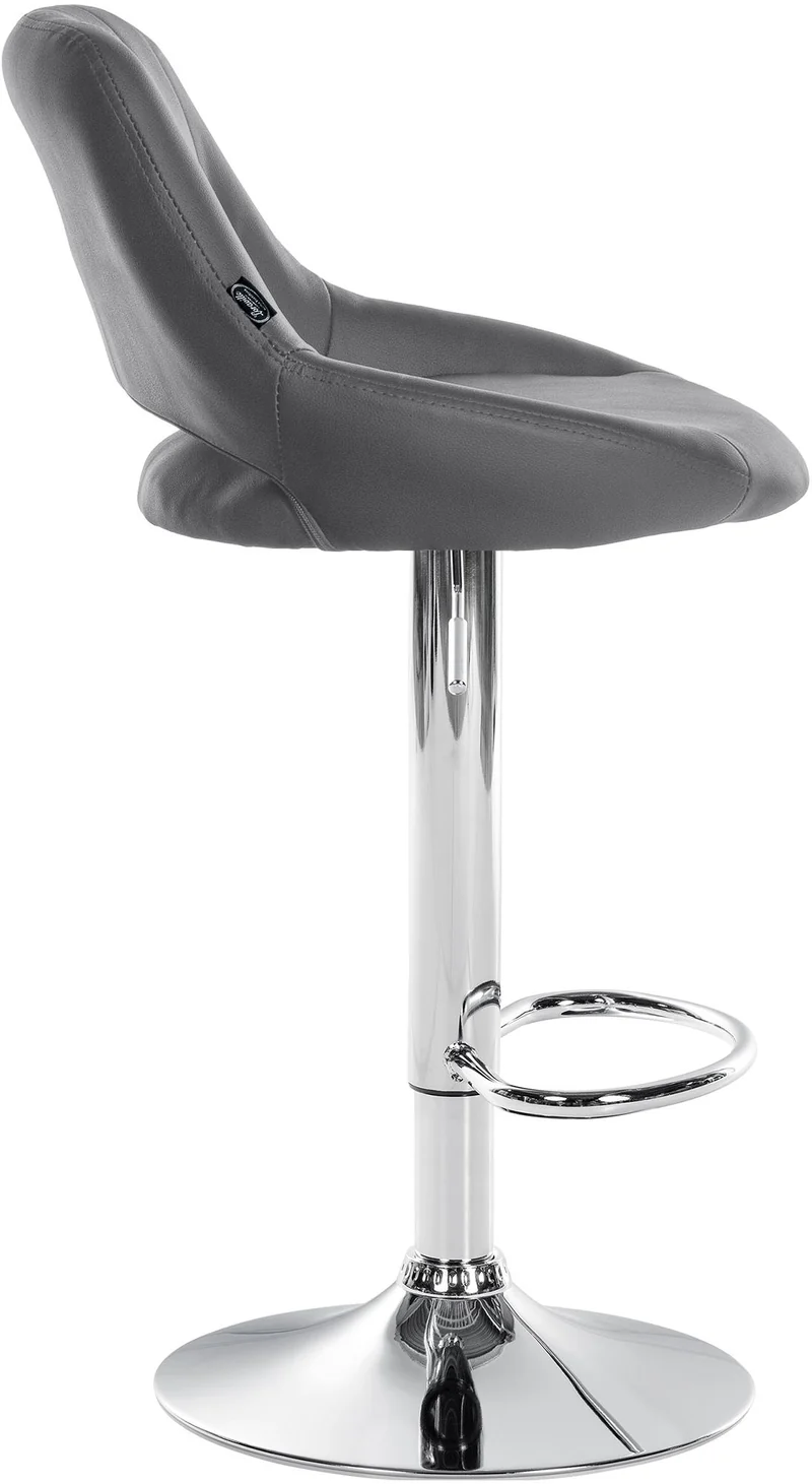 Lot de 2 tabourets de bar avec repose-pieds en forme d'arc assise en similicuir gris cadre en métal TDB10752