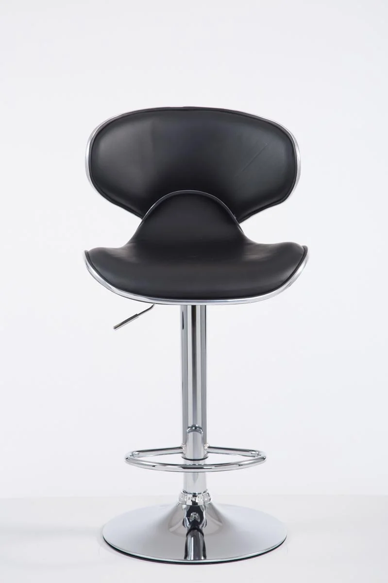 Tabouret de bar chaise de bar hauteur réglable avec repose pieds en synthétique noir et métal 10_0000077