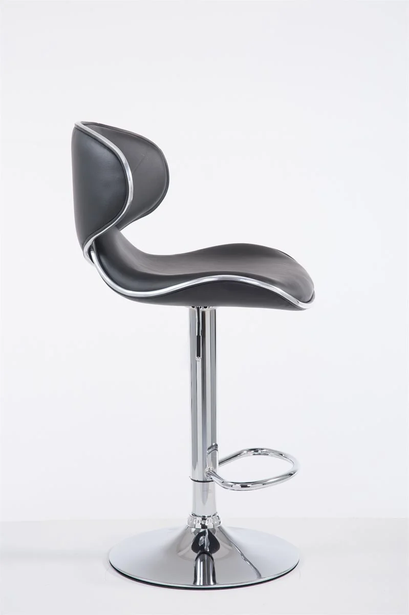 Tabouret de bar chaise de bar hauteur réglable avec repose pieds en synthétique noir et métal 10_0000077
