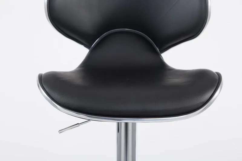 Tabouret de bar chaise de bar hauteur réglable avec repose pieds en synthétique noir et métal 10_0000077