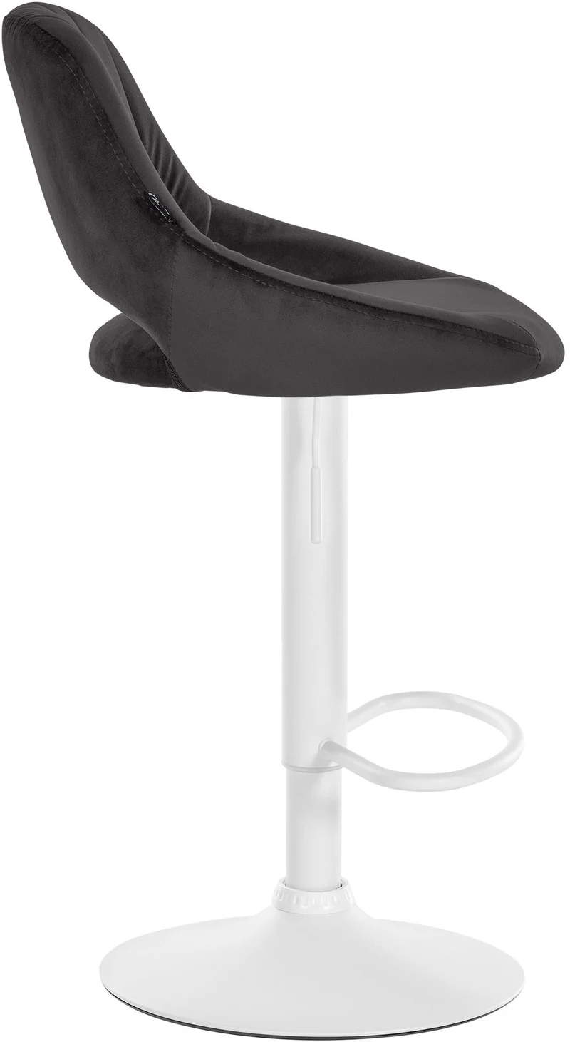 Lot de 2 tabourets de bar réglables en velours noir dossier ajouré et pied métal blanc 10_0006144
