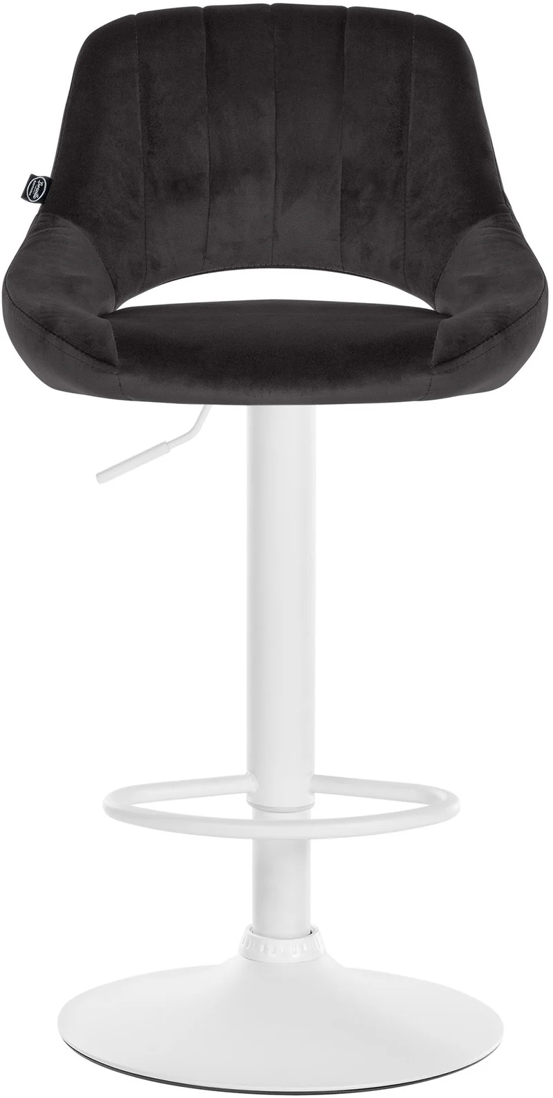 Lot de 2 tabourets de bar réglables en velours noir dossier ajouré et pied métal blanc 10_0006144